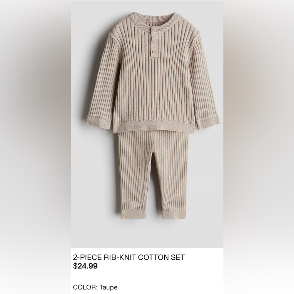 NWT H&M Beige Ribbed Knit Set